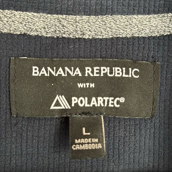 Banana Republic Men Quarter zip fleece Polartec navy blue soft sweatshirt EUC! - Picture 6 of 9